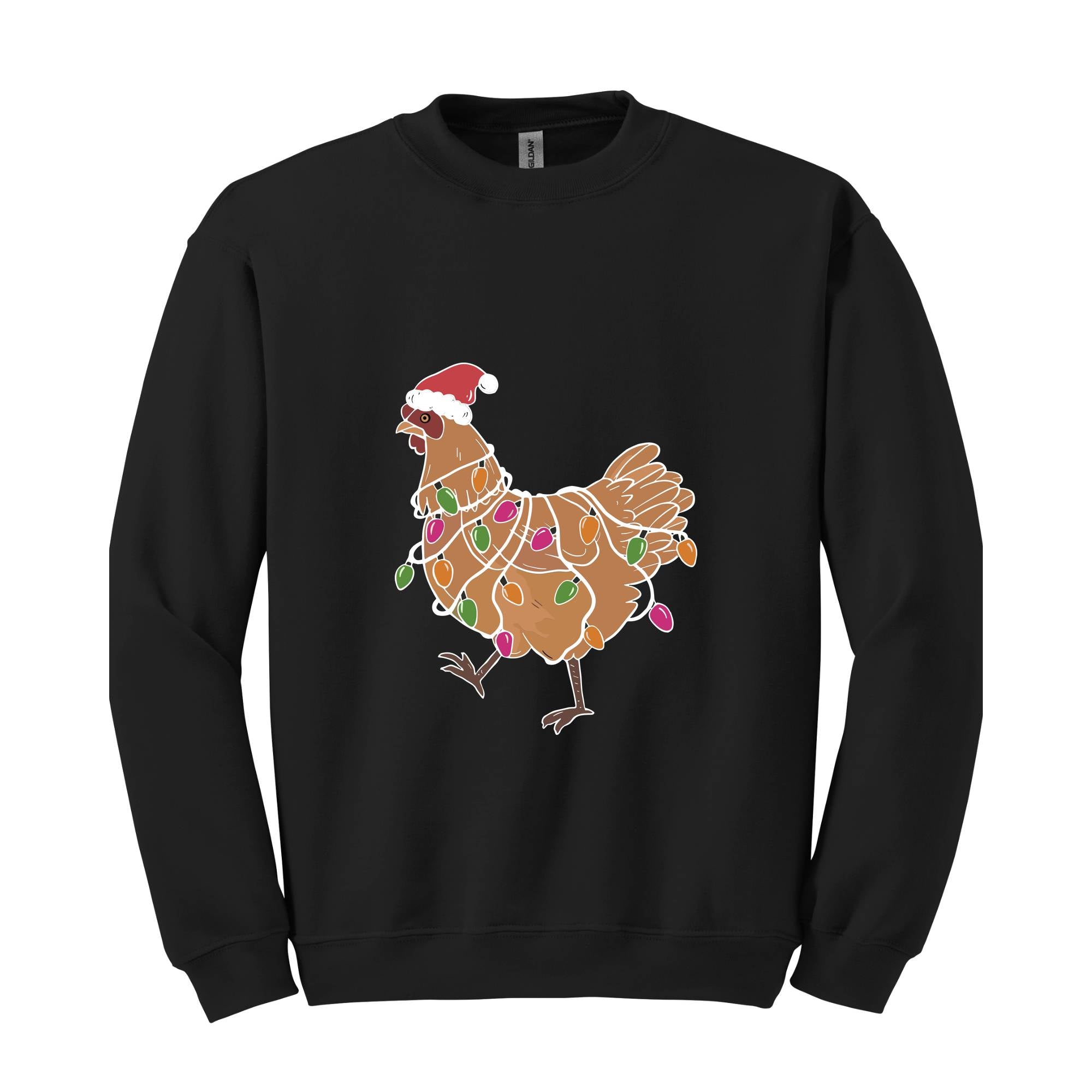 Chicken Christmas Lights Sweatshirt, Animal Christmas Sweatshirt, Farm Christmas Sweatshirt, Funny Chicken Lover, Women Chicken Hoodie