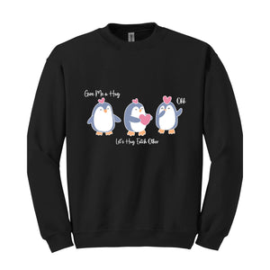 Penguins Sweater, Funny Sweater, Trendy Sweater, Hearts Sweatshirt, Happy Valetine, Funny Valetine, Cute Sweater, Hug Me Sweater