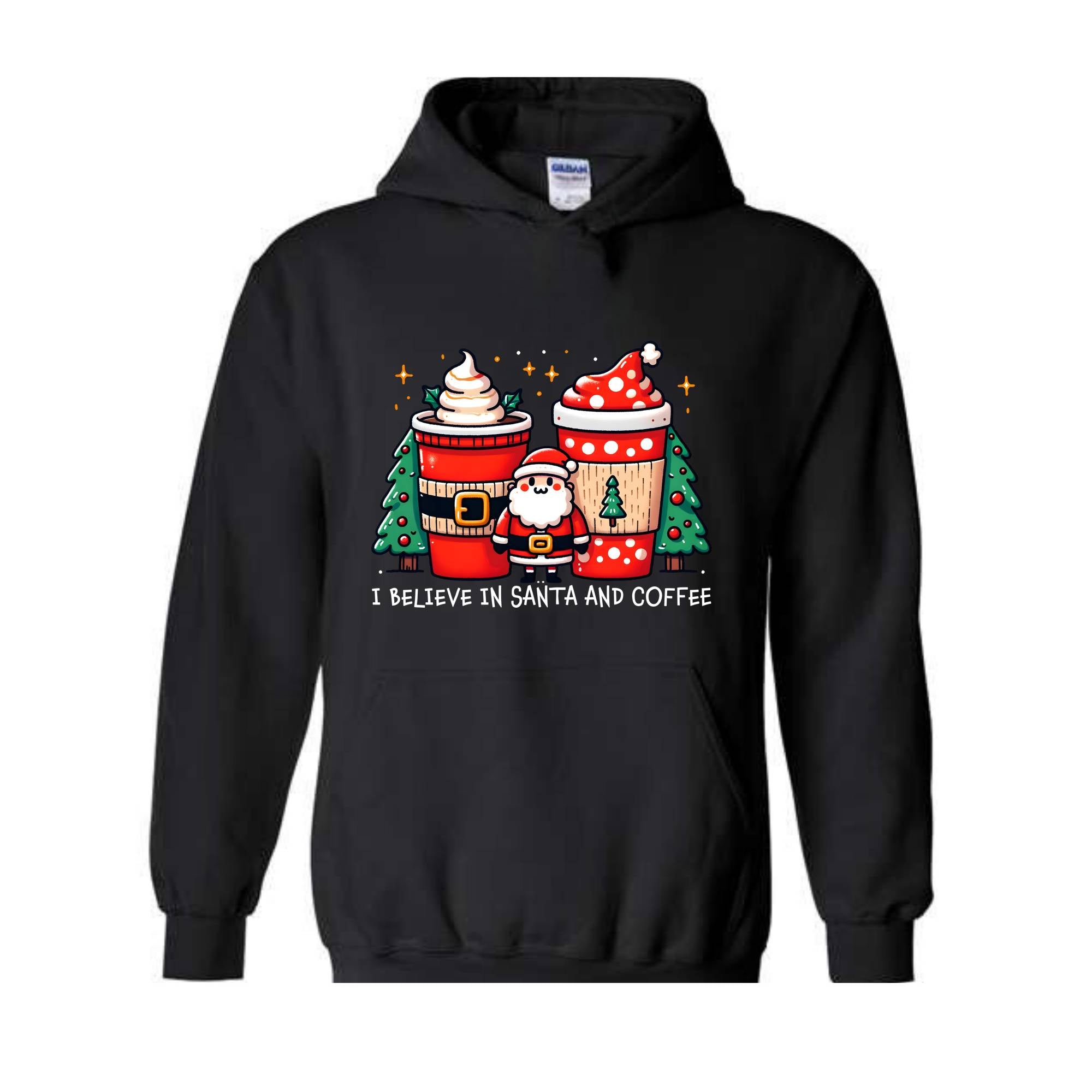 I Believe In Santa And Coffee Sweatshirt, Christmas Sweatshirt, Christmas Gifts, Christmas Party, Santa Claus Sweatshirt