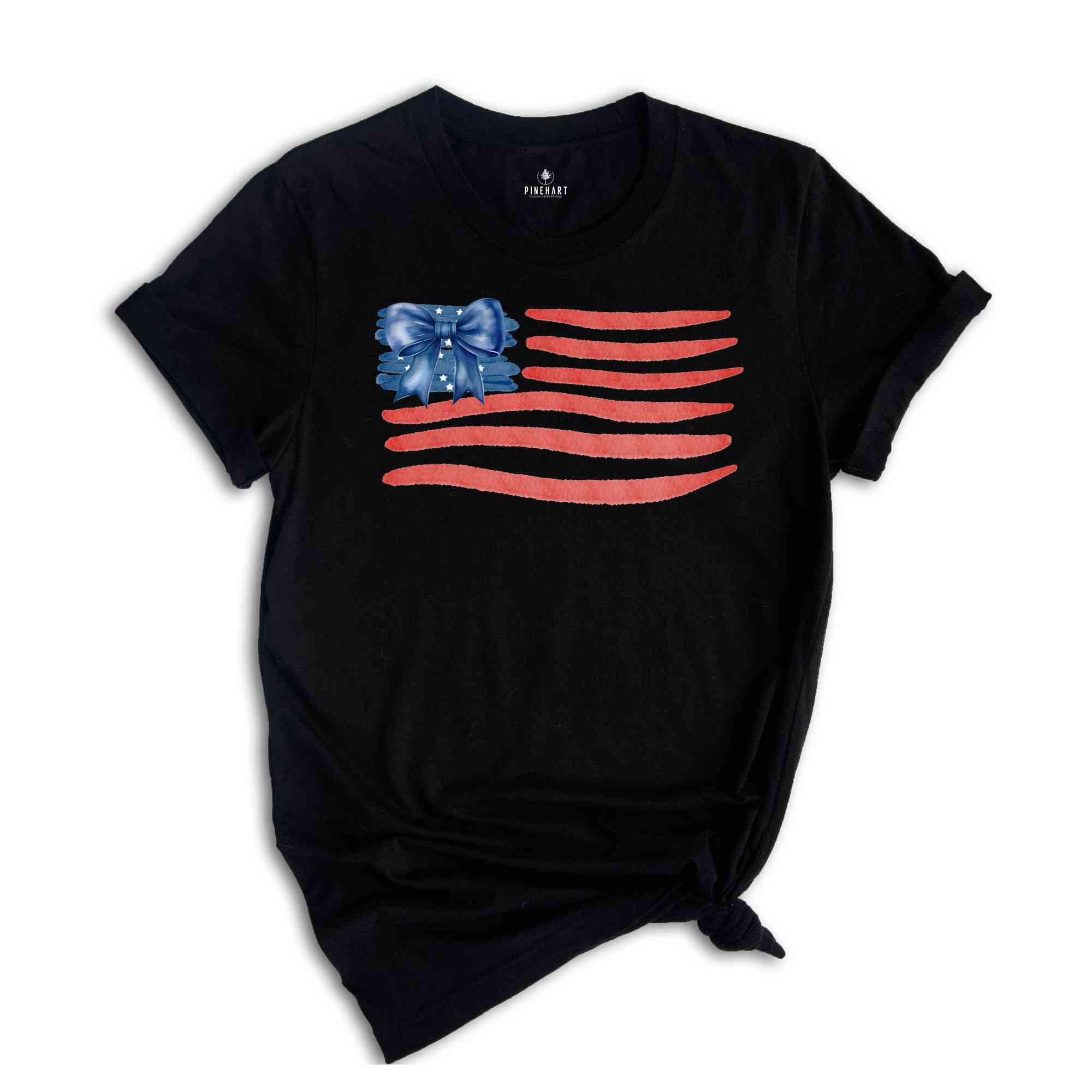 Coquette 4th of July T-Shirt, American Flag Shirt, Retro Independence Day Shirt, Fourth Of July Gifts