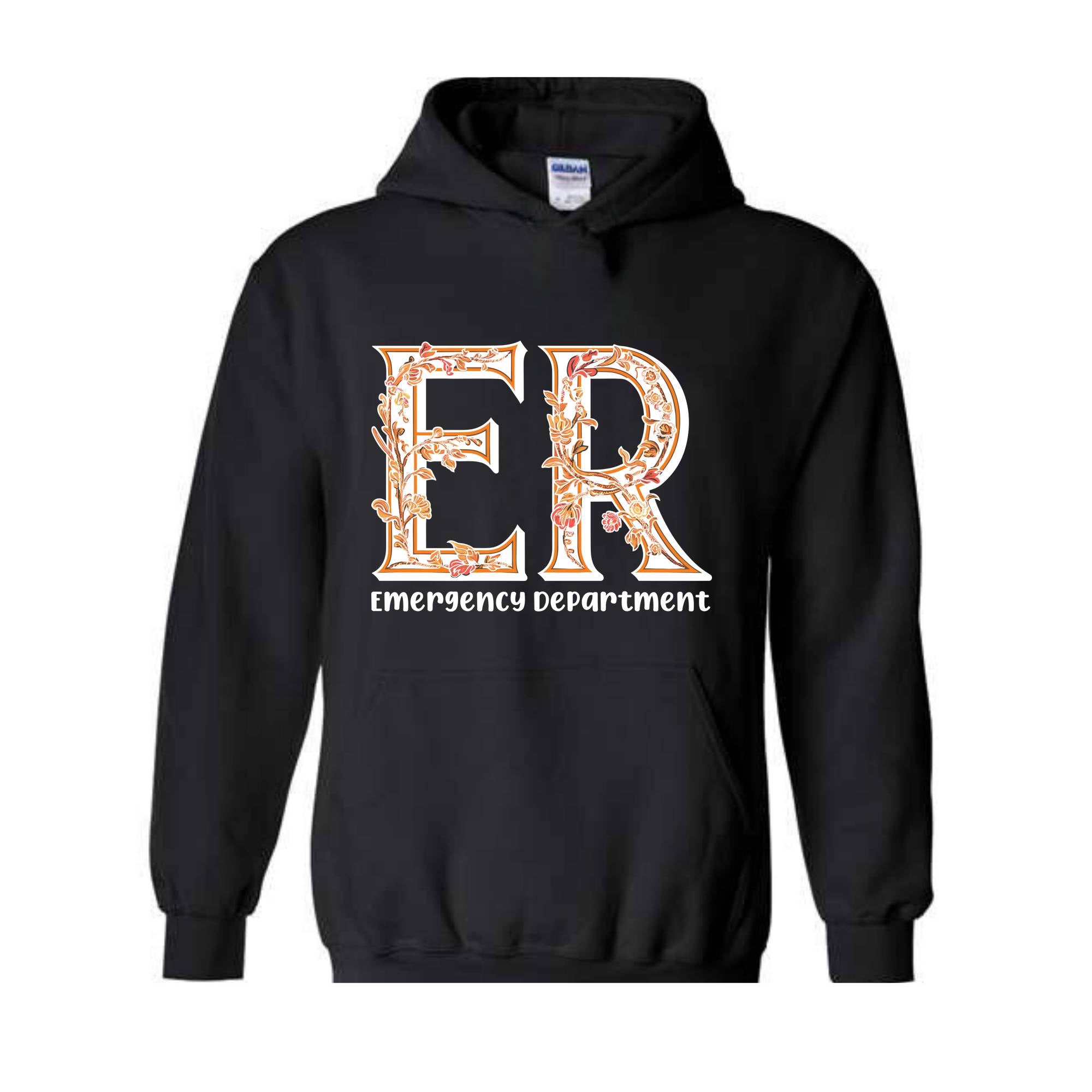 Floral Emergency Department Sweatshirt, ER Nurse Hoodie, ER Nurse Gift, ER Department Sweater, Emergency Room Tee, Cute Mom Hoodie