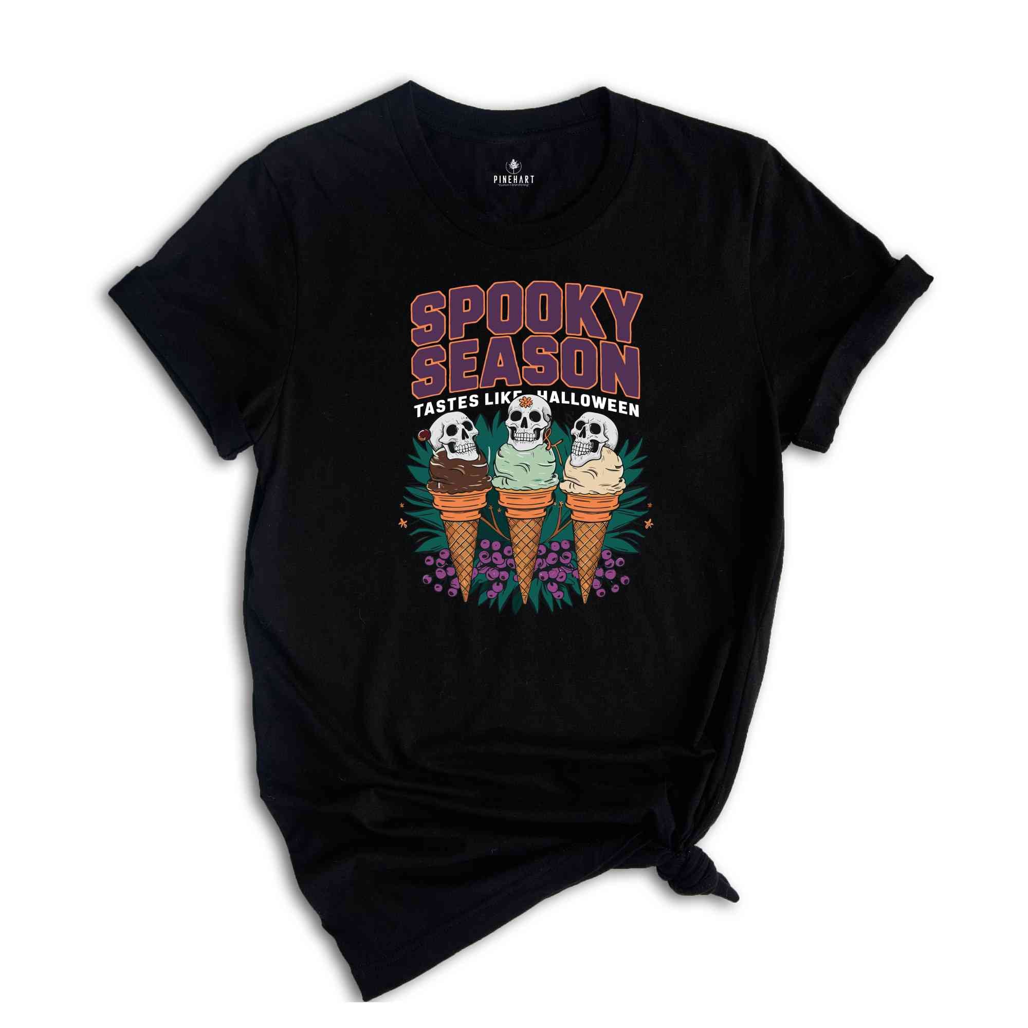 Spooky Season Tastes Like Halloween Shirt, Funny Halloween Shirt, Ghost Shirt, Halloween Gift, Retro Fall Shirt, Ice Cream Lover Gift