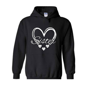 Custom Sisters Sweatshirt, Sisters Heart Sweatshirt, Names In Heart Hoodie, Personalized Sweatshirt, Sister Day Hoodie