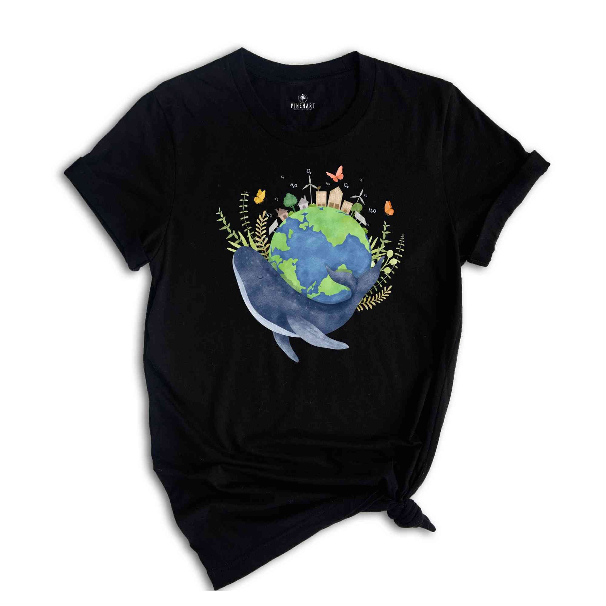 Eco Warrior Sweatshirt, Eco Conscious Whale Tee, Earth Preservation Shirt, Environmental Activist Apparel, Save The Planet Organic Cotton T-Shirt