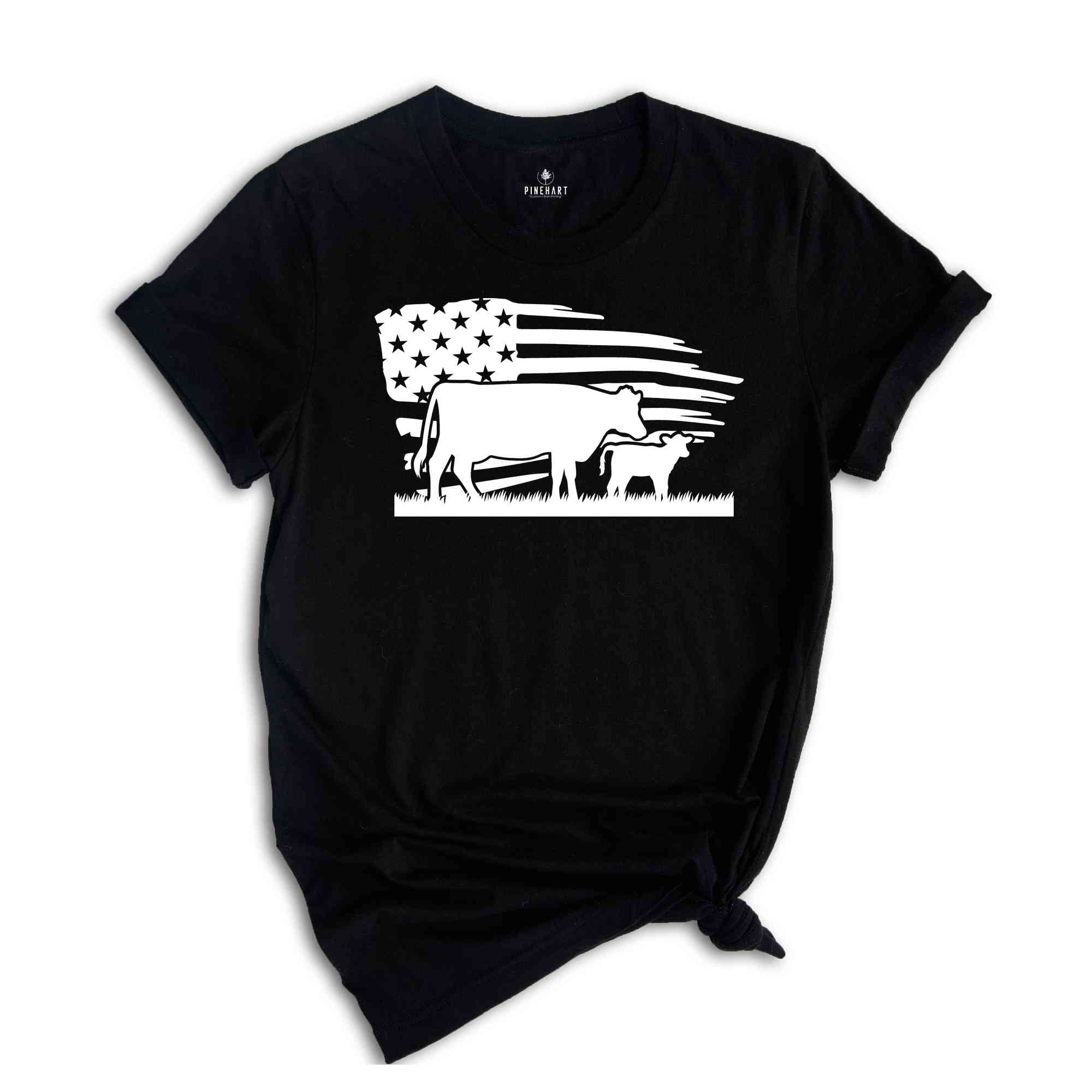 USA Cow Farm Shirt, Farm Cow T-Shirt, Farmer Cow Tee, Farm Animal Shirt, Farmer American Flag Shirt, Farmer Gift