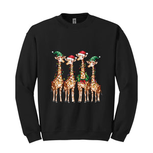 Christmas Giraffe Sweatshirt, Giraffe Christmas Shirt, Xmas Holiday Sweater, Christmas Gift, Animal Lover Christmas Hoodie