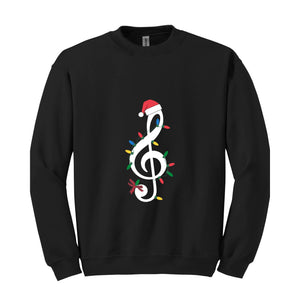 Music Christmas Lights Sweatshirt, Music Lover Hoodie, Instrument Christmas Hoodie, Musician Christmas Hoodie, Music Hoodie