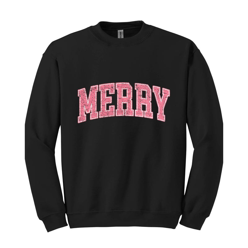 Merry Sweatshirt, Christmas Sweatshirt, Holiday Sweater, New Year Shirt, Christmas Party Outfit, Christmas Crewneck, Women Christmas Gift