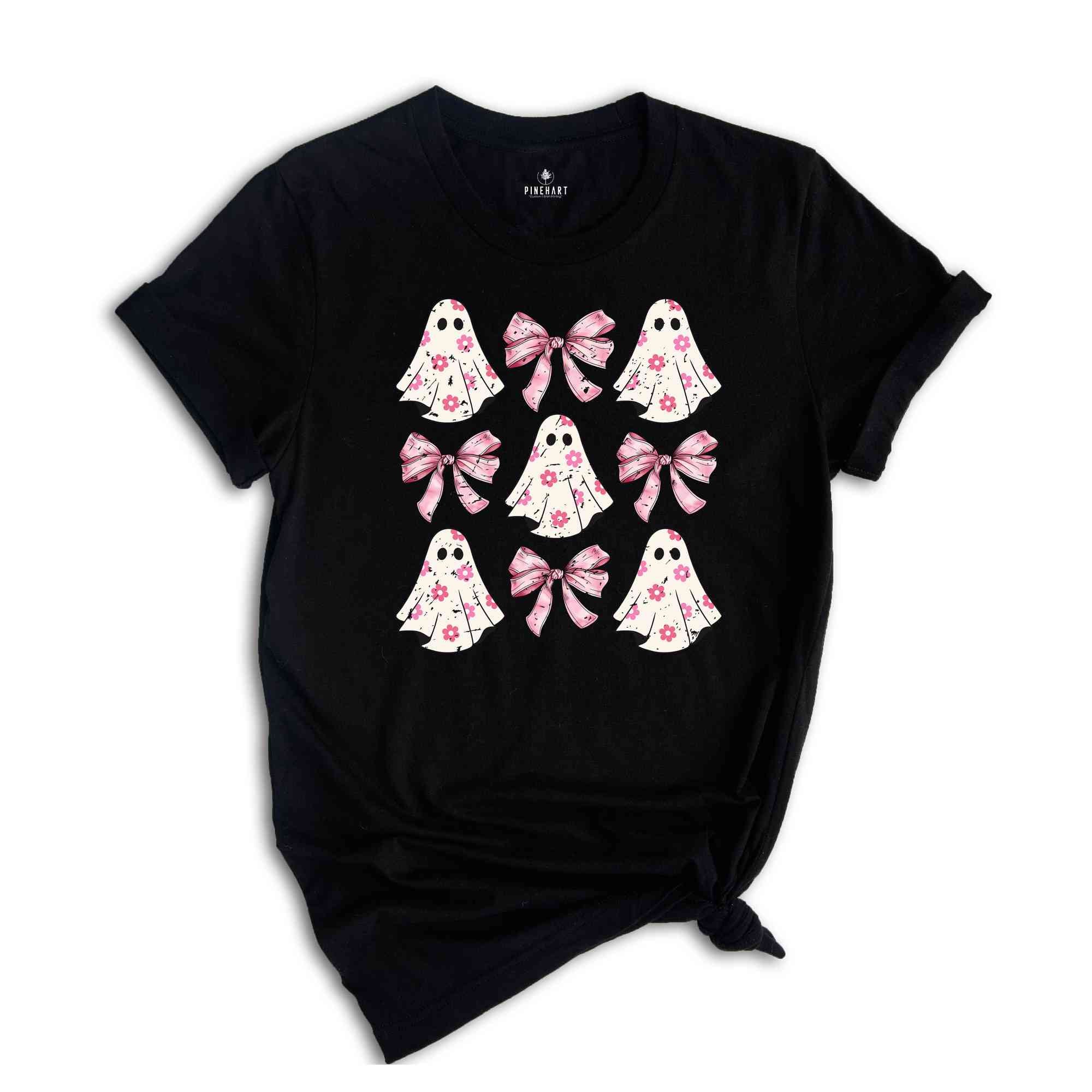 Coquette Halloween Shirt, Coquette Pink Bow Ghost, Cute Ghost Shirt, Pink Coquette Halloween Shirt, Pink Spooky Vibes Shirt