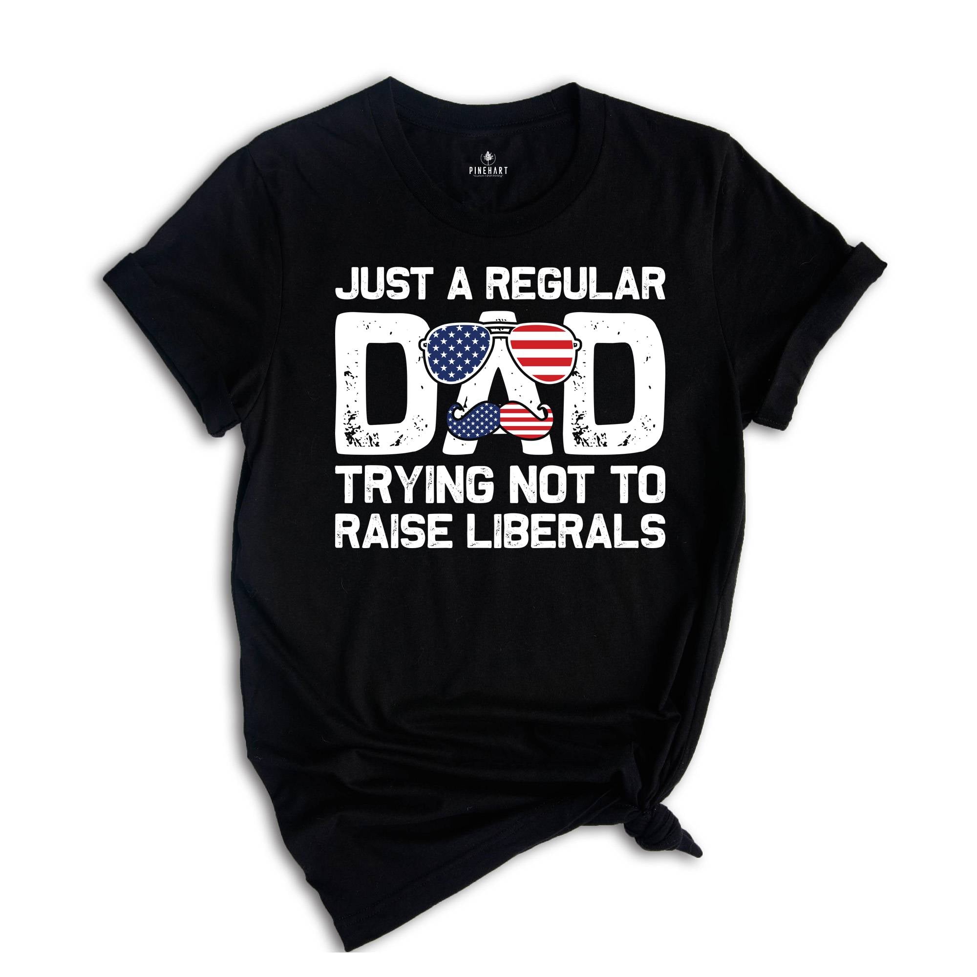 Dad USA Flag Shirt, Gifts for Dad, Fathers Day Gift, American Flag, Just A Regular Dad Trying Not To Raise Liberals Gift for Dad, Dad Shirt