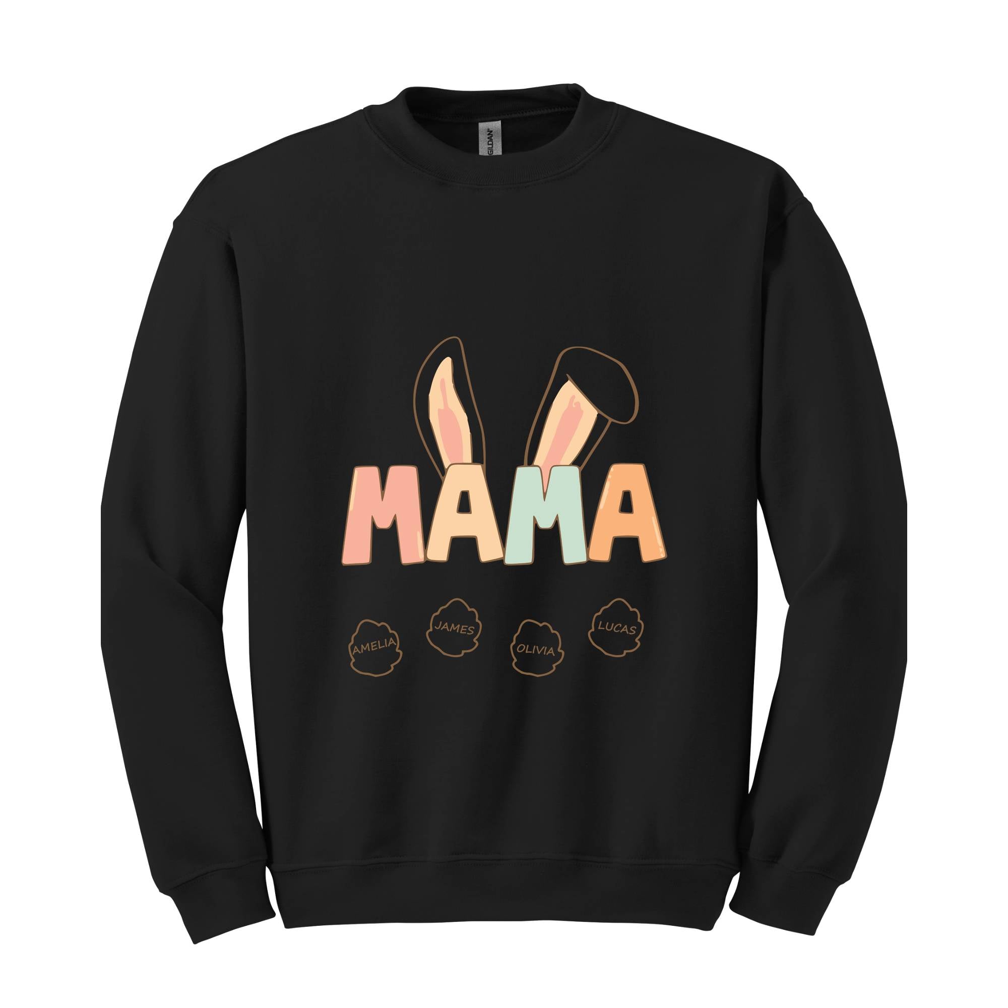 Custom Mama Easter Sweatshirt, Mama Sweatshirt With Kids Names, Happy Easter Sweater, Personalized Easter Day Sweater