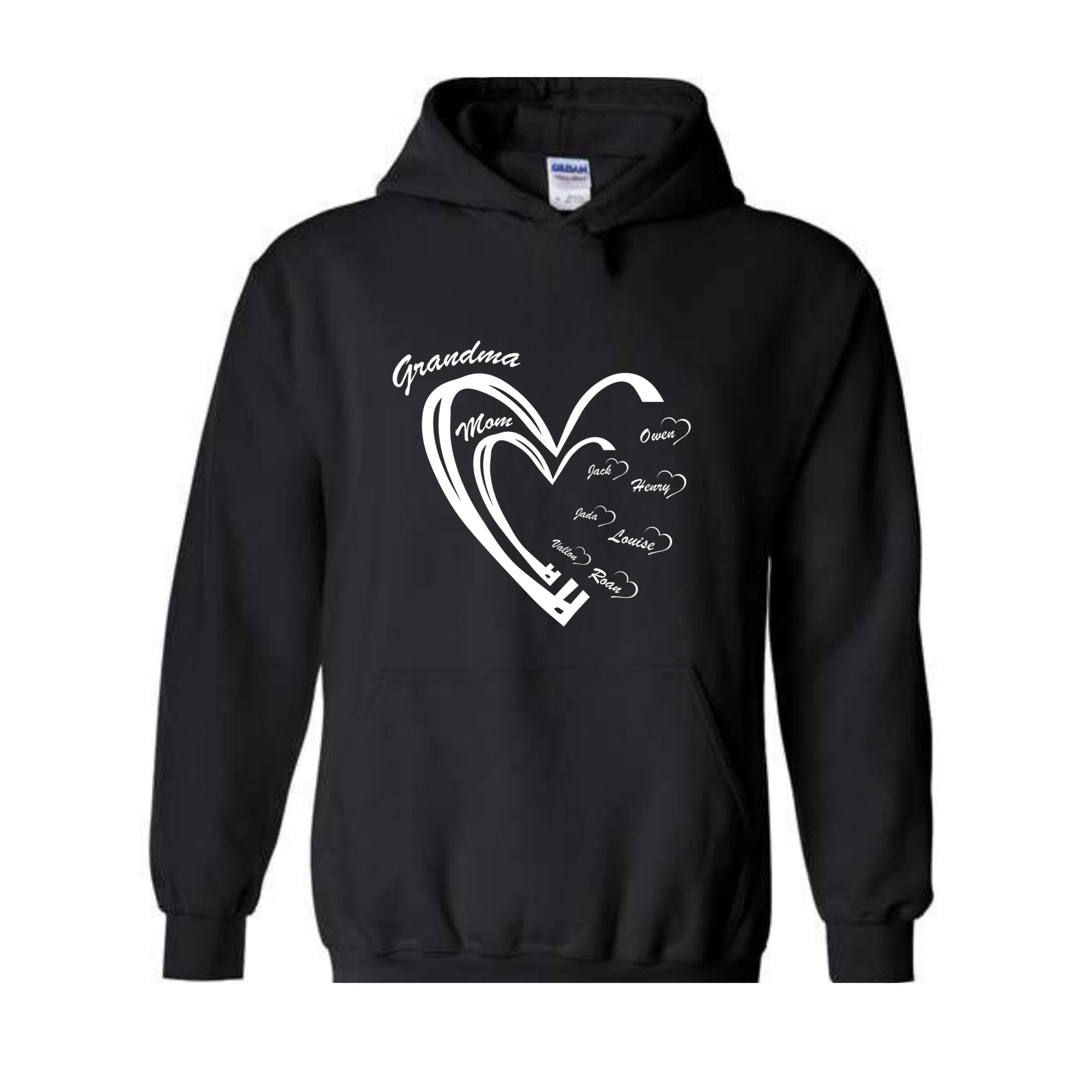 Custom Grandma Heart Sweatshirt, First Time Grandma Sweatshirt, kids Names Hoodie, Godmerch Sweatshirt, Mother's Day Hoodie