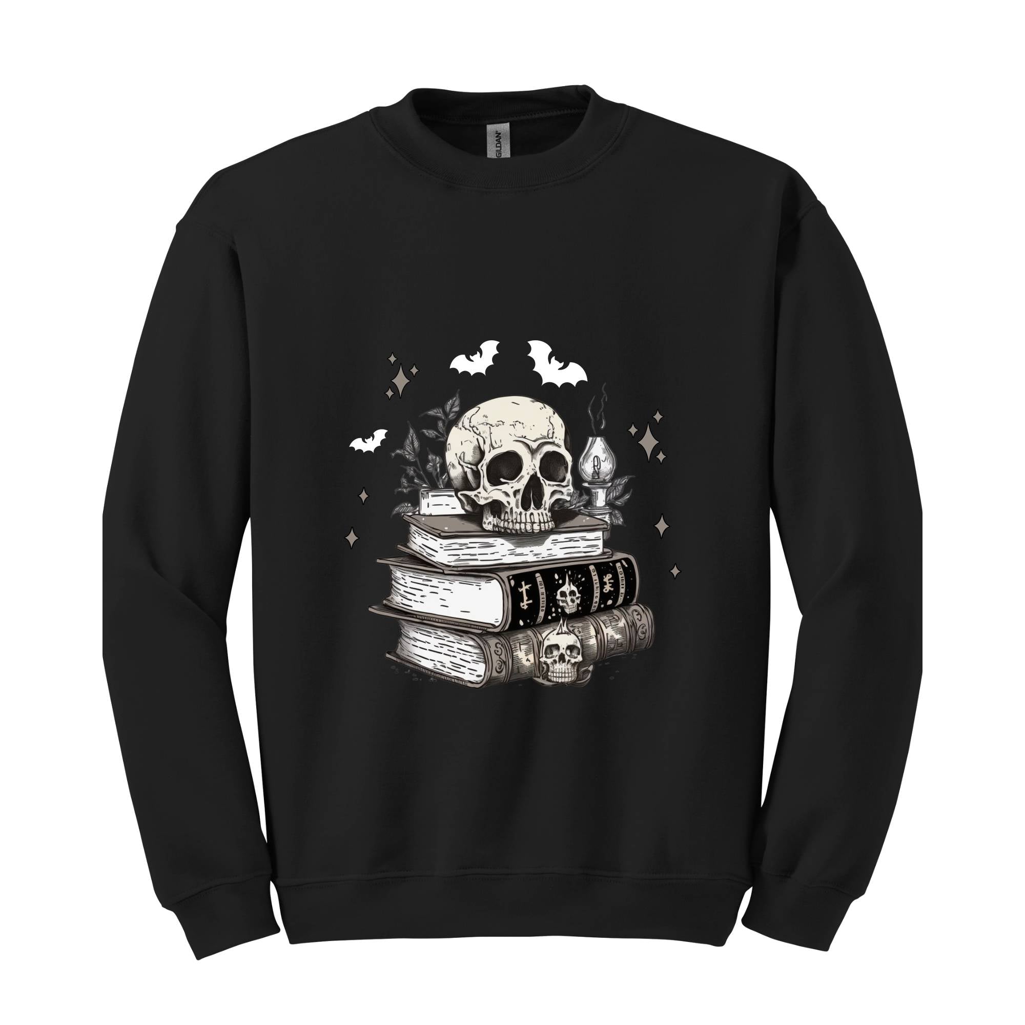 Spooky Skull Sweatshirt, Halloween Spell Books Sweatshirt, Spooky Sweater, Halloween Crewneck, Skull Shirt, Spell Books Shirt, Spooky Season