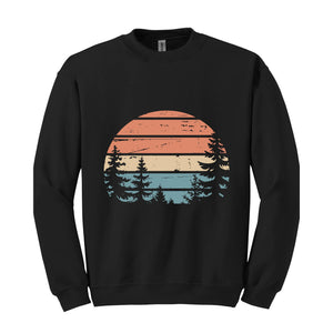 Sunset Sweatshirt, Camping Gift, Forest Themed , Tree , Adventure , Wildlife , Wilderness Tee, Pine Tree