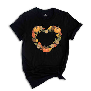 Pumpkin Heart Shirt, Thanksgiving Family Shirt, Autumn Floral Tee, Pumpkin and Acorn Tee, Cute Fall Outfit, Family Matching Shirts