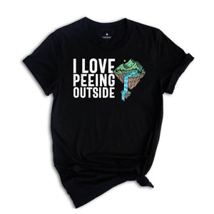 I Love Peeing Outside Camping Shirt, Funny Camping T-Shirt, Peeing In The Bushes Shirt, Camping Scene Tee