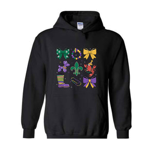 Coquette Mardi Gras Sweatshirt, Bow Mardi Gras Sweatshirt, Mardi Gras Hoodie, Ribbon Mardi Hoodie, Mardi Hoodie