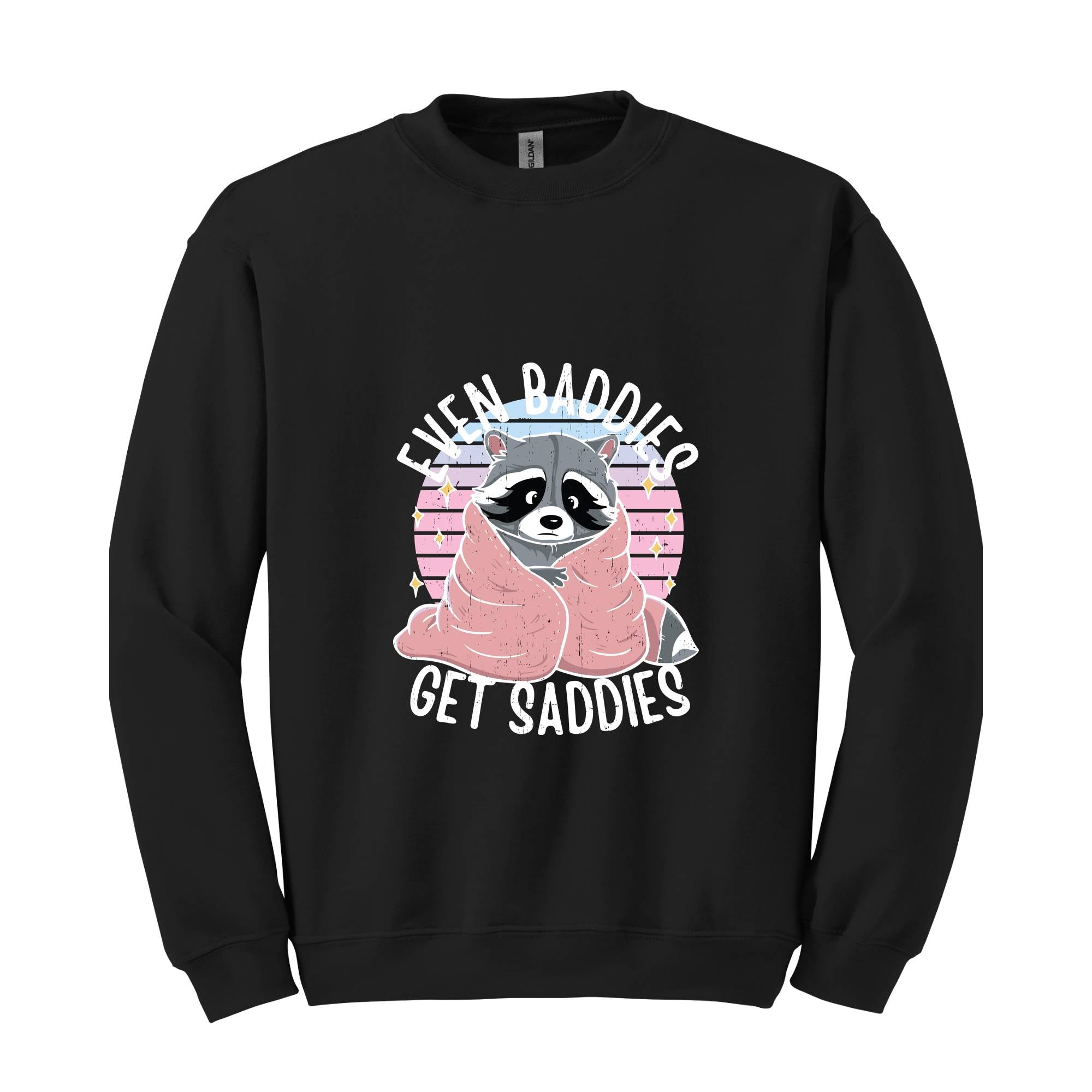 Even Baddies Get Saddies Sweatshirt, Funny Cat Meme Sweater, Cat Hoodie, Cat Meme Sweater For Pet Lovers, Funny Mental Health Hoodie