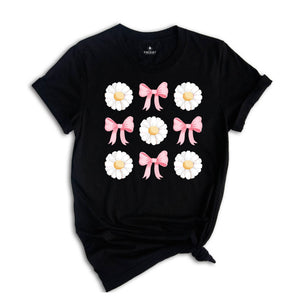 Coquette Daisy Shirt, Coquette Shirt, Bowknot Shirt, Daisies Shirt, Cute Summer Shirt, Daisy Shirt, Flowers Shirt, Bows Shirt, Pink Bow Tee