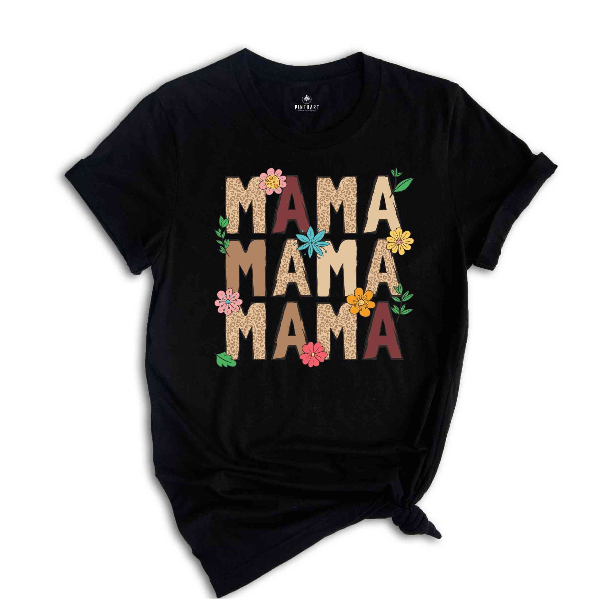 Mama Leopard Shirt, Leopard Mama Flower Shirt, Retro Mama Shirt, Mama Shirt, Boho Mama Shirt, Mother's Day Shirt, Floral Mama Shirt