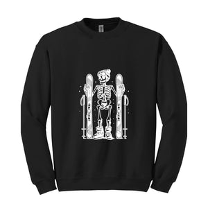 Snow Skiing Sweatshirt, Snowboard Couple Sweatshirt, Skeleton Ski Sweatshirt, Ski Christmas Sweatshirt, Snowboard Lover Gift, Ski Sweater