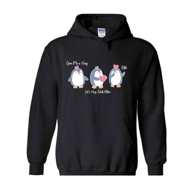 Penguins Sweater, Funny Sweater, Trendy Sweater, Hearts Sweatshirt, Happy Valetine, Funny Valetine, Cute Sweater, Hug Me Sweater