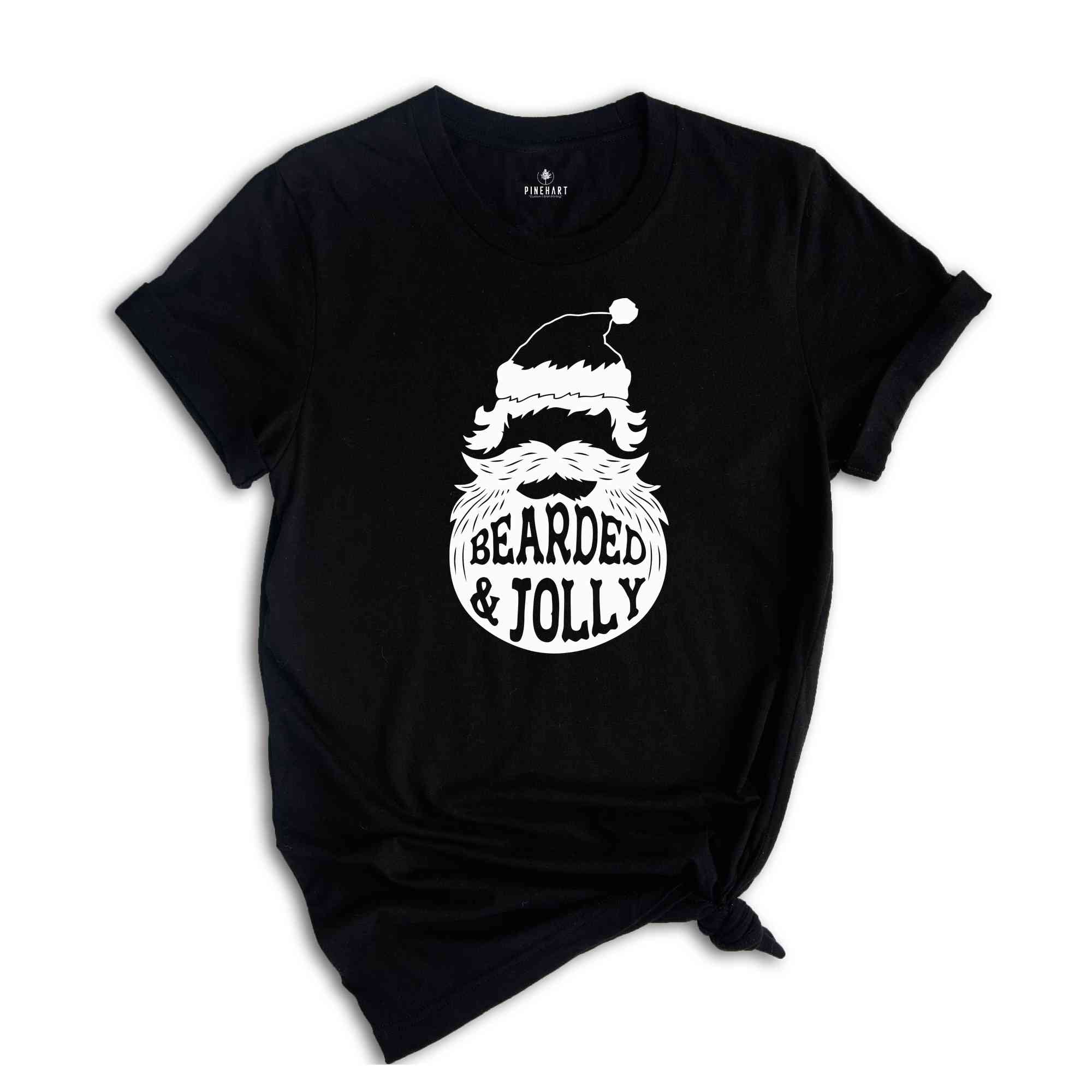 Bearded & Jolly Shirt, Santa Beard Shirt, Funny Christmas Shirt, Santa Claus Shirt, Cute Christmas Shirt, Holiday Season Shirt