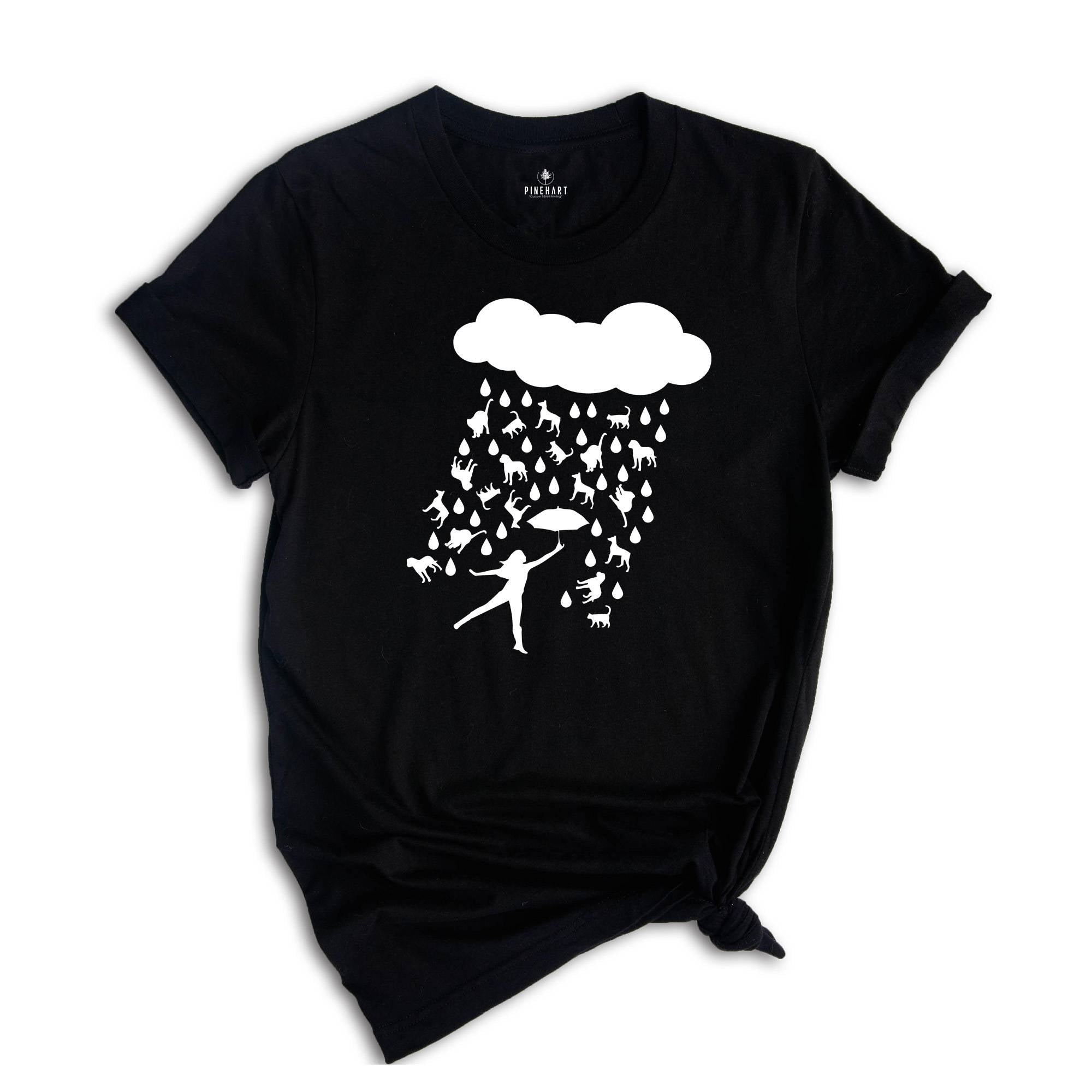 Raining Dogs And Cats Shirt, Pet Lover Tee, Animal Lover Shirt, Pet Owner Gift, Cute Cat Dog Rain Apparel, Funny Cat Mom Gift