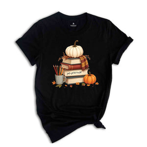 Fall Pumpkin Shirt, Thanksgiving T-Shirt, Book Lover Shirt, Autumn Tee, Pumpkin Lover Shirt, Bookish Tee, Fall Women's Tee