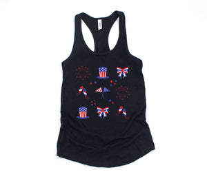 American Tank Top, America Map Tank Top, Fireworks Tank Top, Bow Tank Top, 4th Of July Tank Top, Independence Day Tank Top, Memorial Tank