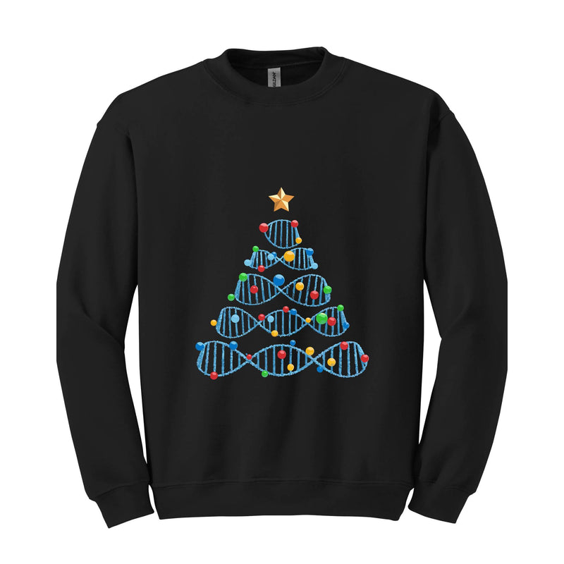 DNA Christmas Tree Sweatshirt, Science Puns Chemistry Gift