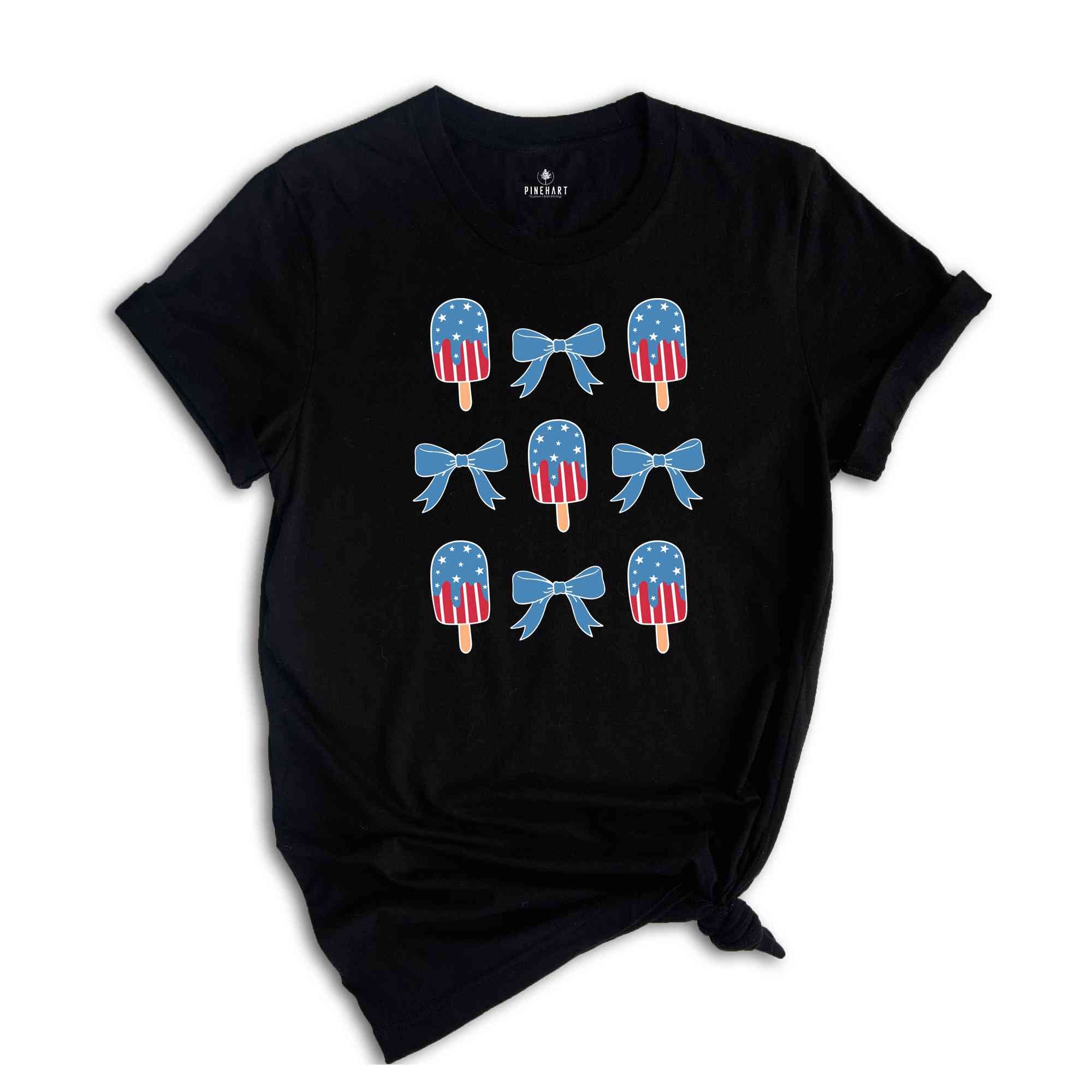 American Bow Shirt, Coquette 4th of July Shirt, America Shirt, Retro 4th of July Shirt, Independence Day Gifts, Patriotic Shirt