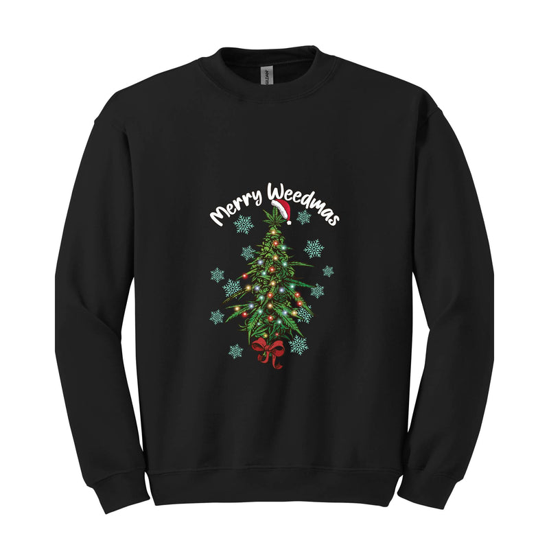 Merry Weedmas Sweatshirt, Christmas Tree Sweatshirt, Christmas Sweatshirt, Santa Claus Sweatshirt, Christmas Gift