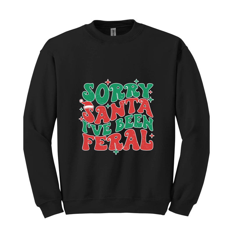 Sorry Santa I've Been Feral Sweatshirt, Funny Christmas Sweatshirt, Christmas Vibes Sweater, Cute Christmas Sweatshirt