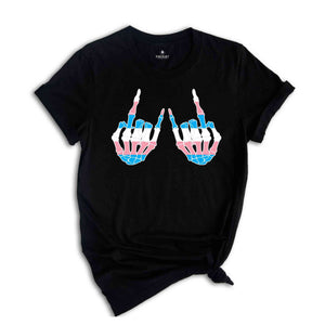 Skeleton Rock Hands Shirt, Trans Pride Shirt, Trans Flag Shirt, Support Trans Kids, LGBTQ Pride Shirt, Pride Ally Shirt, Trans Shirt