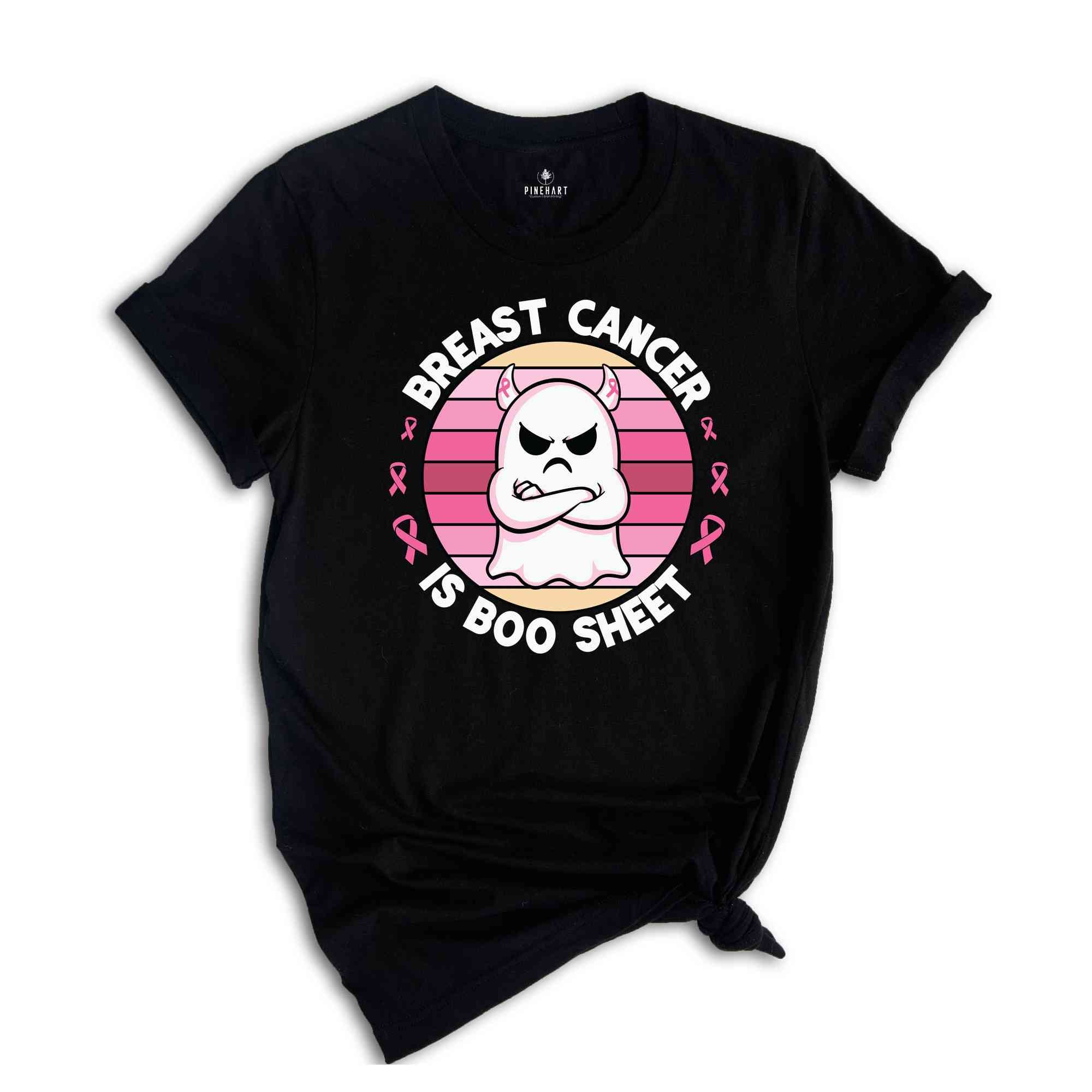 Breast Cancer Is Boo Sheet Shirt, Halloween Cancer Awareness Shirt, Halloween Ghost Shirt, In October We Wear Pink, Pink Ribbon Shirt