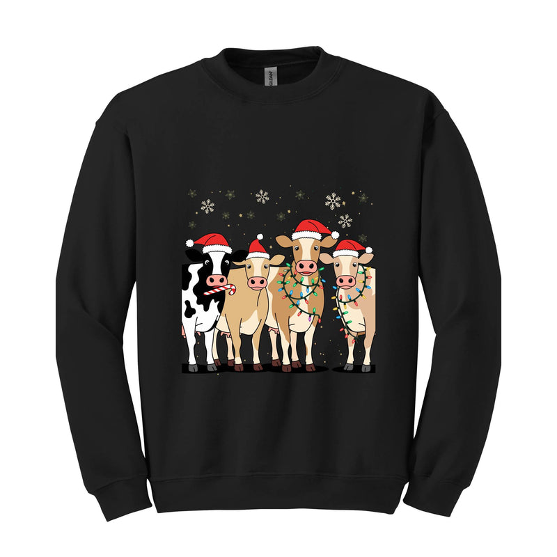 Christmas Cow Sweatshirt, Cow Lover Gift, Funny Christmas Hoodie, Holiday Hoodie, Farm Christmas Hoodie, Cow Hoodie, Christmas Hoodie