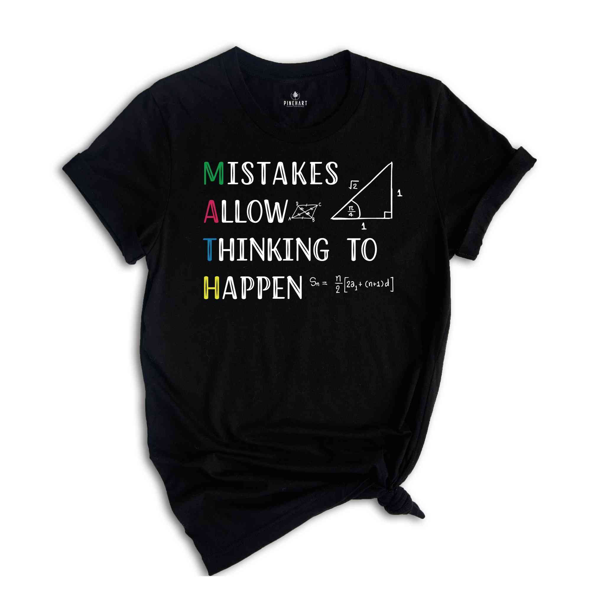 Mistakes Allow Thinking to Happen Shirt, Funny Teacher Gift, Kindergarten Teacher Tee, Math Lover Shirt, Prek Shirt, Teacher Gift