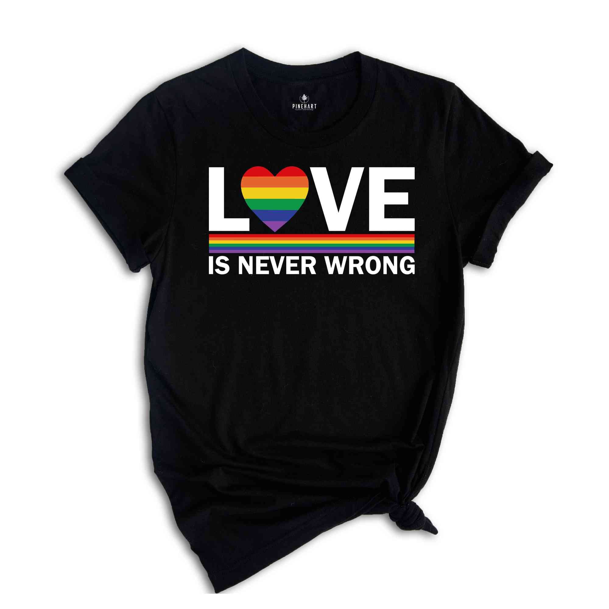 Love Never Wrong Shirt, LGBTQ+ Shirt, Pride Month Shirt, Gay Pride Tshirt, Equality Shirt, Pride 2024 Shirt, Equal Rights Shirt