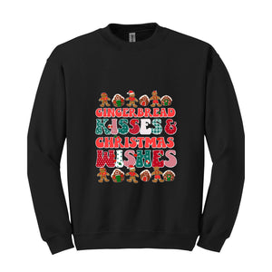 Gingerbread Kisses & Christmas Wishes Sweatshirt, Christmas Crewneck, Gingerbread Sweatshirt, Cute Christmas Sweater, Christmas Gift