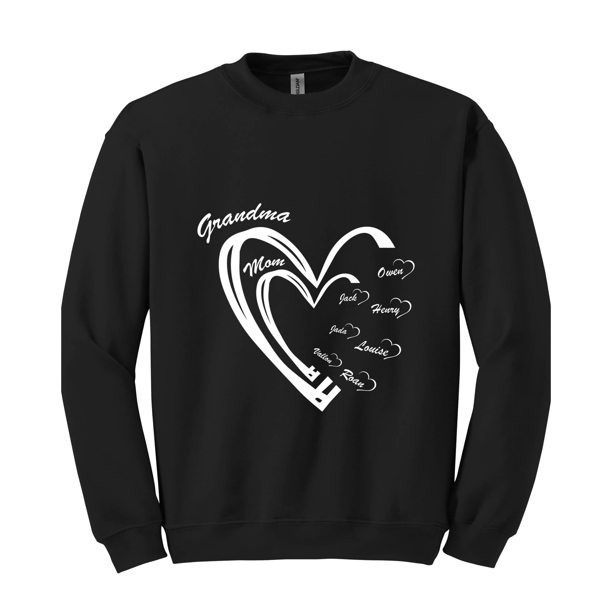 Custom Grandma Heart Sweatshirt, First Time Grandma Sweatshirt, kids Names , Godmerch Sweatshirt, Mother's Day