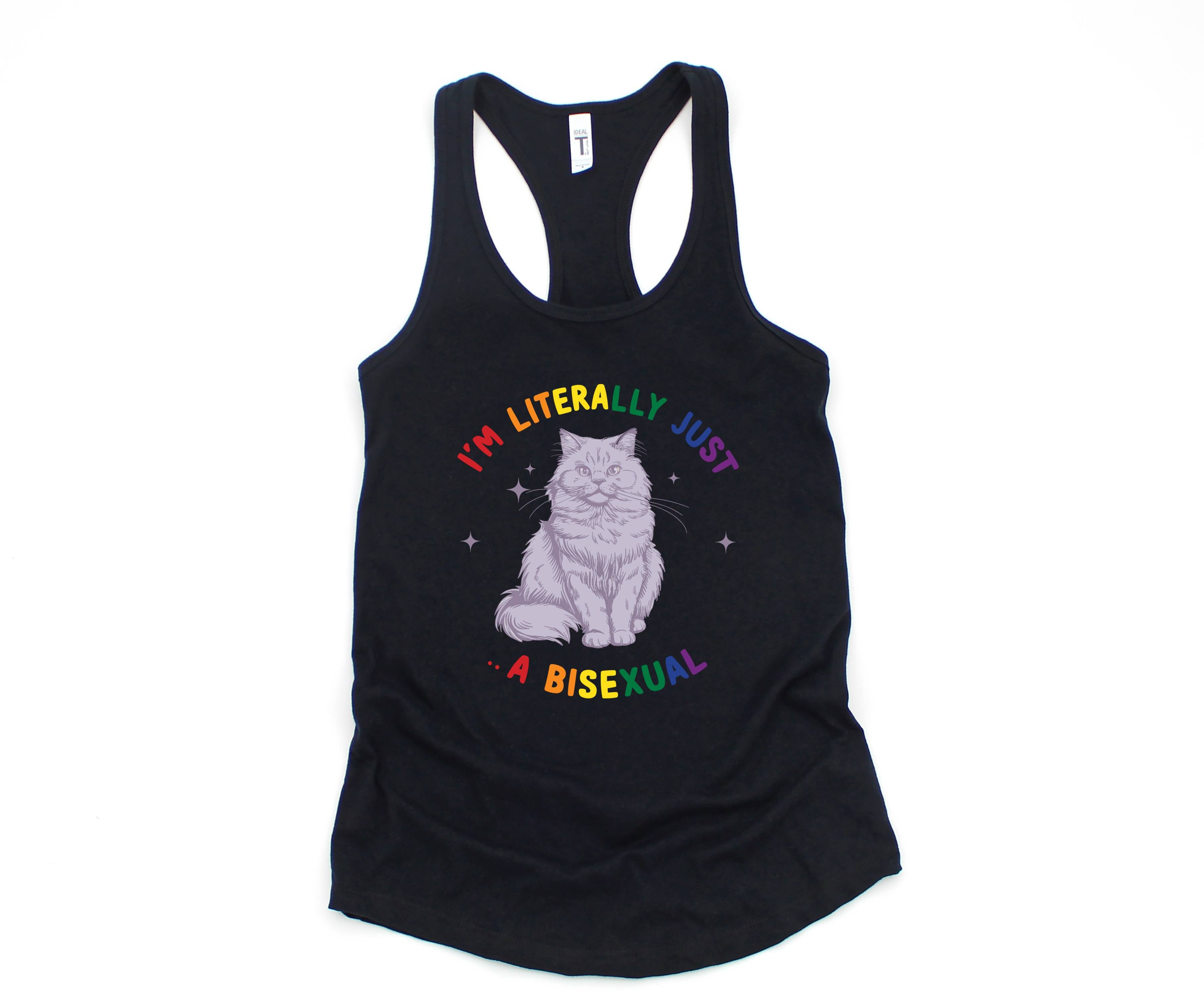 Funny I'm literally just a bisexual Queer Tank, Bi pride Tank, Bisexual Tank, Funny Cat Tank, Pride Tank, Queer Tank, Cat Owner Gift