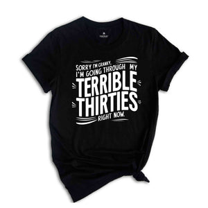 Terrible 30's Shirt, Sorry I'm Cranky I'm In My Terrible 30's Birthday Shirt, Funny Thirties Shirt, Thirties Birthday Gift