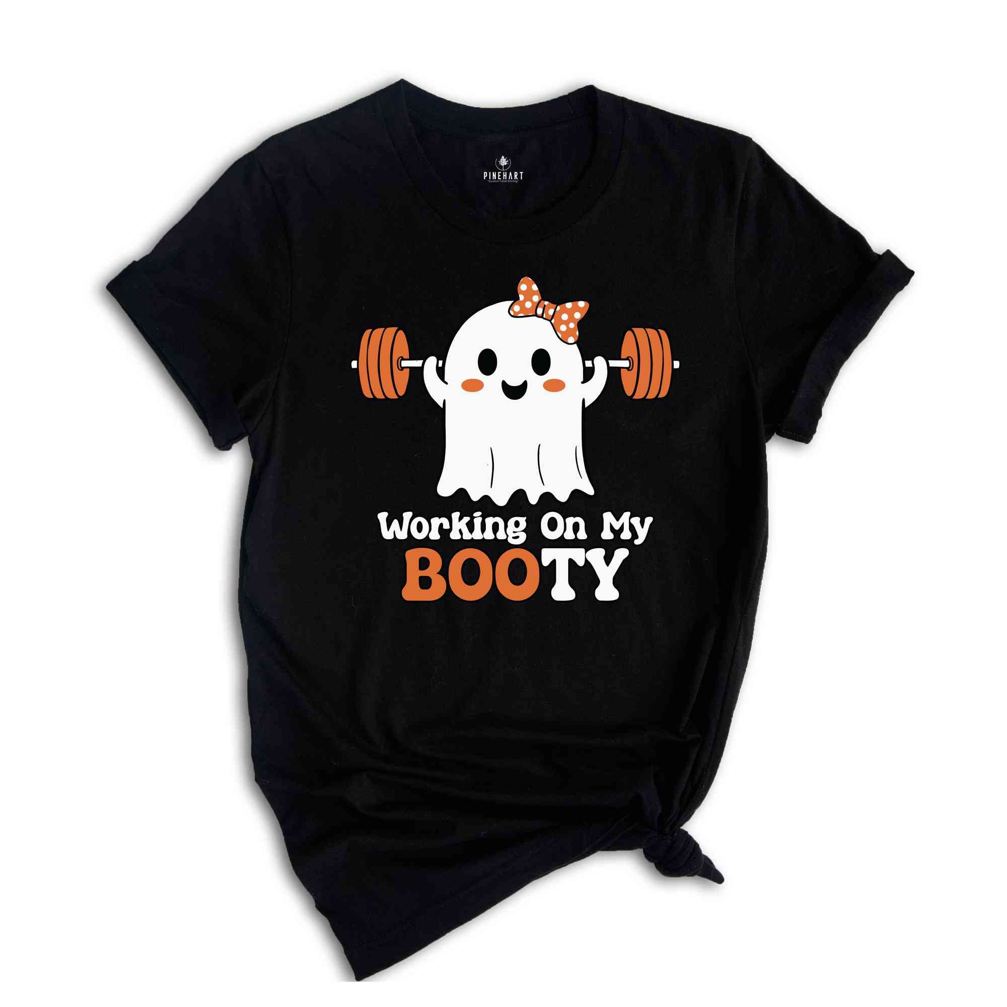 Working On My Booty Shirt, Women Halloween Shirt, Spooky Season Shirt, Cute Halloween Tee, Fitness Shirt, Gym Girl Shirt, Funny Halloween Te