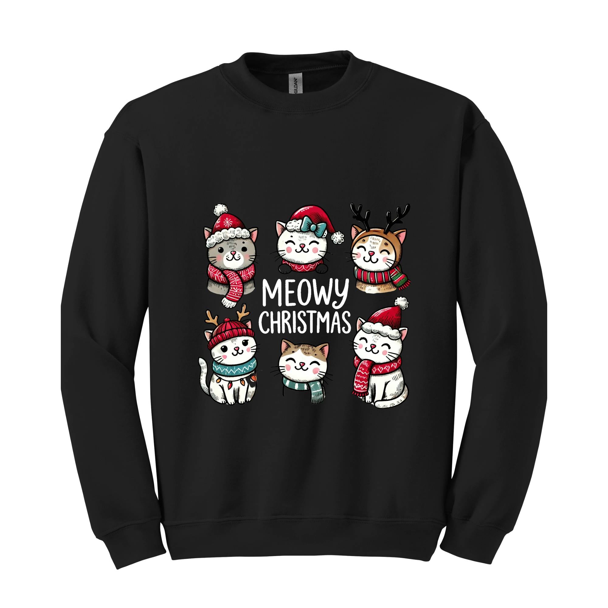 Cat Christmas Sweatshirt, Cat Lover Christmas Shirt, Meowy Christmas Shirt, Christmas Cat Mom Sweater, Catmas Gift for Christmas, Cat Shirts