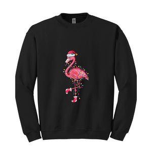 Chrismas Flamingo Sweatshirt, Cute Flamingo Sweater, Animal Christmas Sweatshirt, Santa Beach Sweatshirt, Tropical Christmas