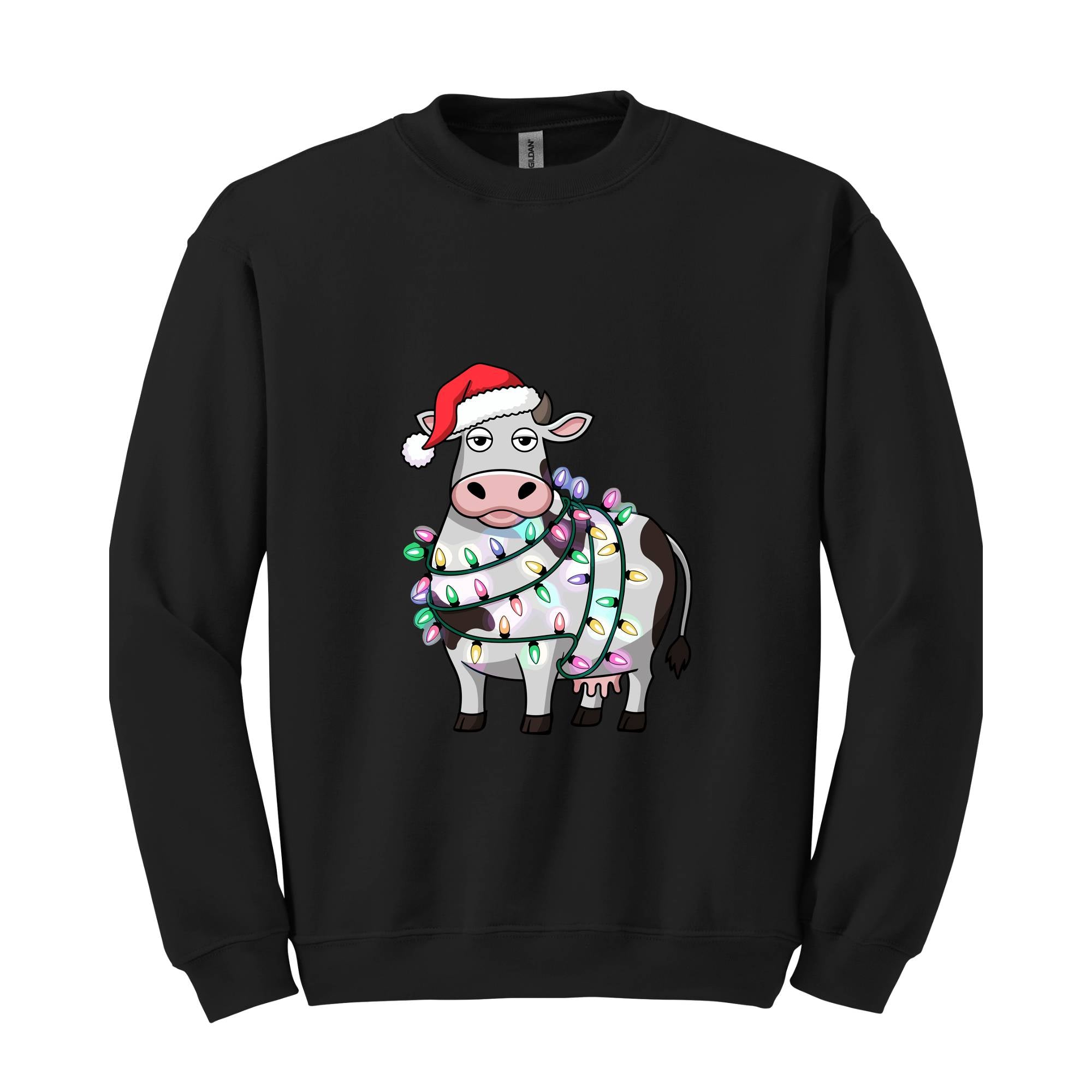 Christmas Cow Sweatshirt, Cow Lights Hoodie, Cow Sweatshirt, Cow Lover Hoodie, Christmas Hoodie, Highland Cow Hoodie, Farm Hoodie