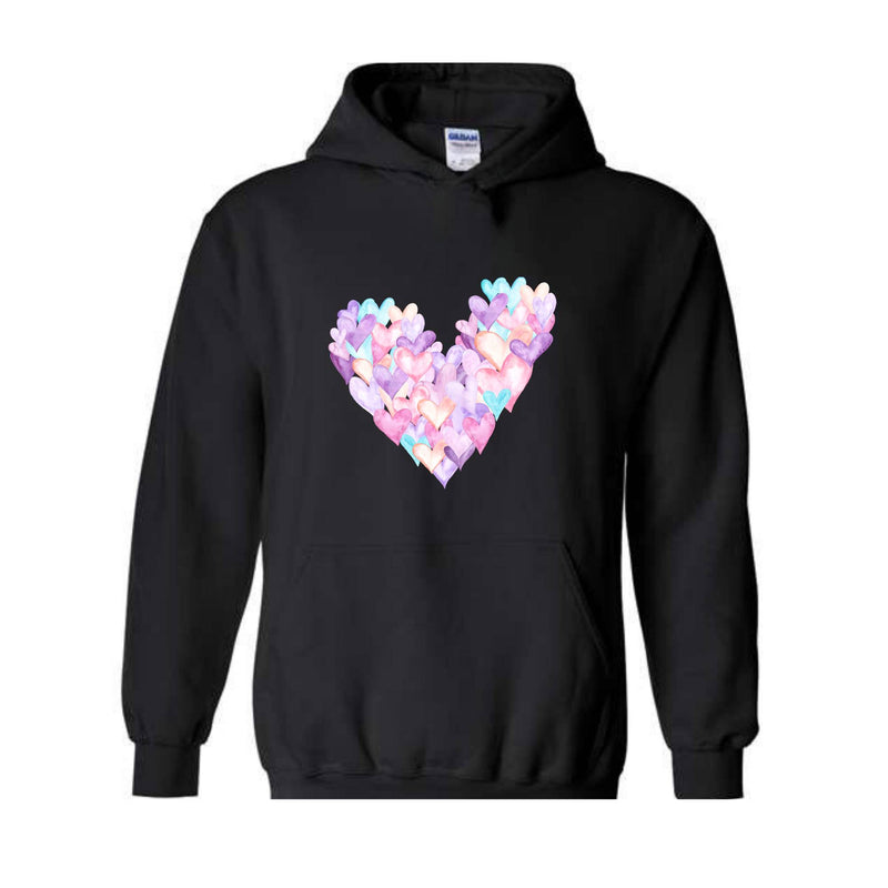 Cute Brushstroke Heart Sweatshirt, Happy Valentines Day Hoodie, Valentines Day Gift, Girls Valentine Tees, Heart Sweatshirt