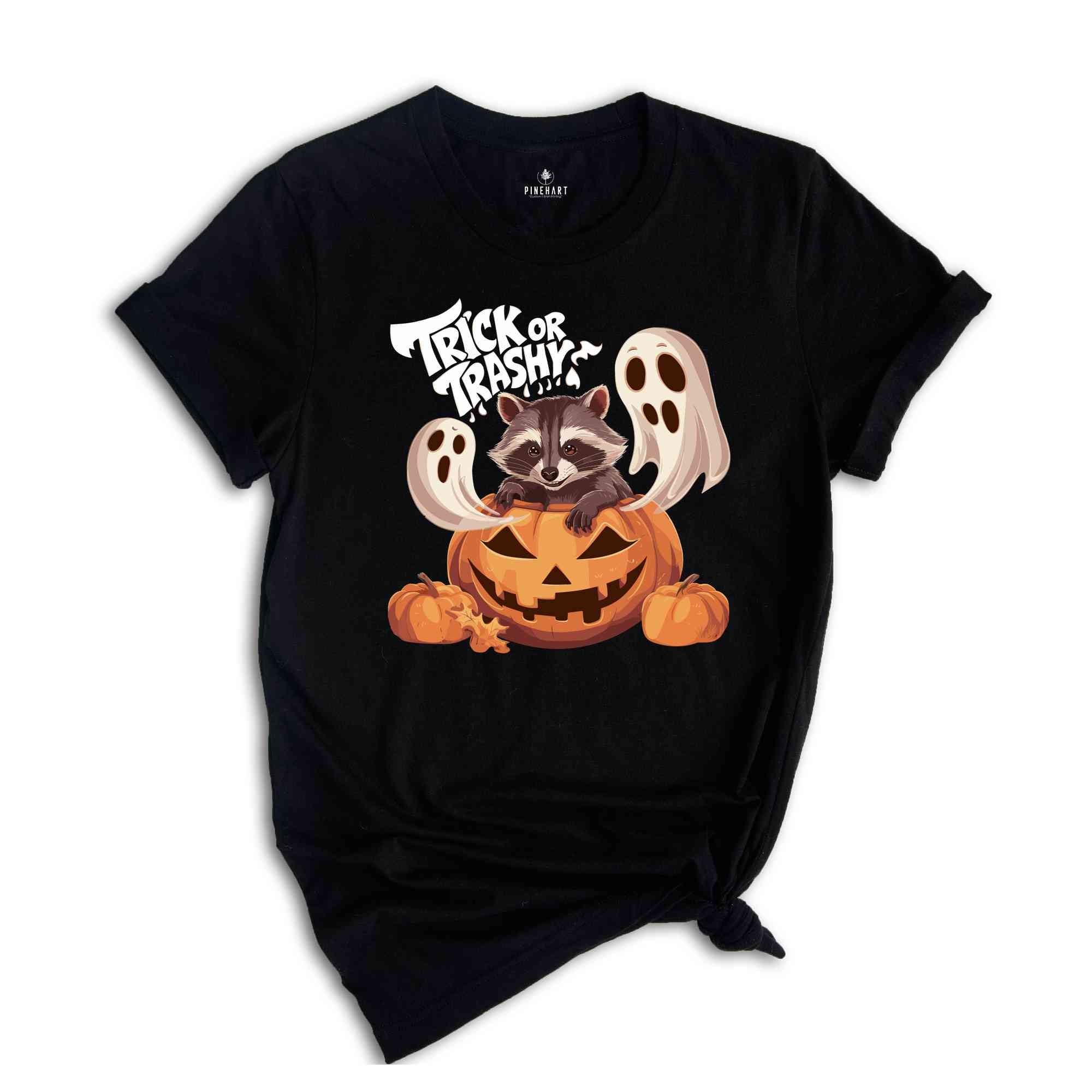 Trick or Trashy Raccoon Halloween Shirt, Retro Raccoon Tee, Cute Raccoon Shirt, Trendy Halloween Tee, Pumpkin Gift, Halloween Tee