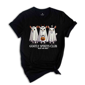 Goatly Spirits Club Bleat And Greet Shirt, Halloween Ghost T-Shirt, Goats Shirt, Ghost Goats Tee, Goat Lover Shirt, Happy Halloween Tee